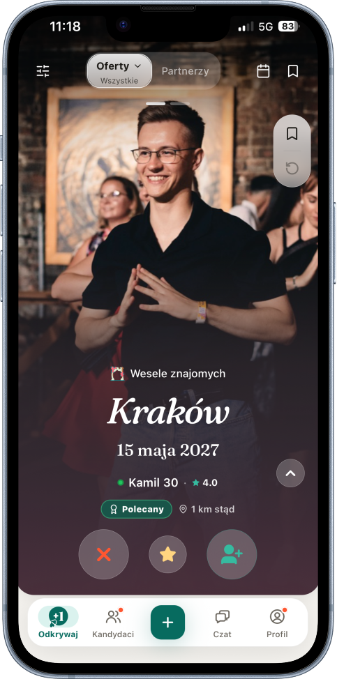 Ogłoszenie wesela w Krakowie i możliwość poznania osoby towarzyszącej w Savyrr.